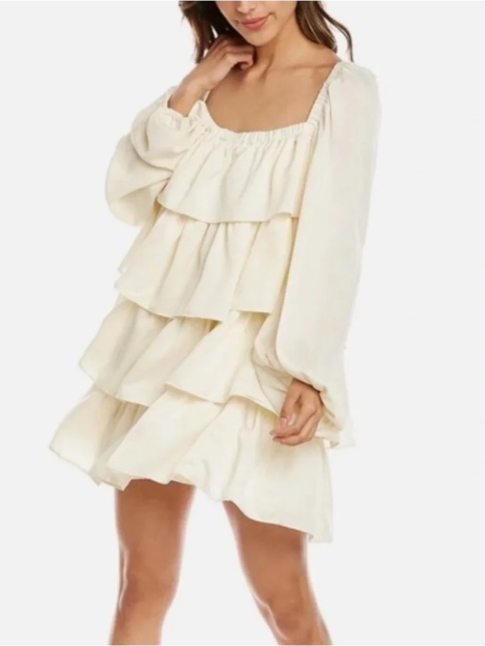 NWT Who Wore What Cream Ruffle Dress